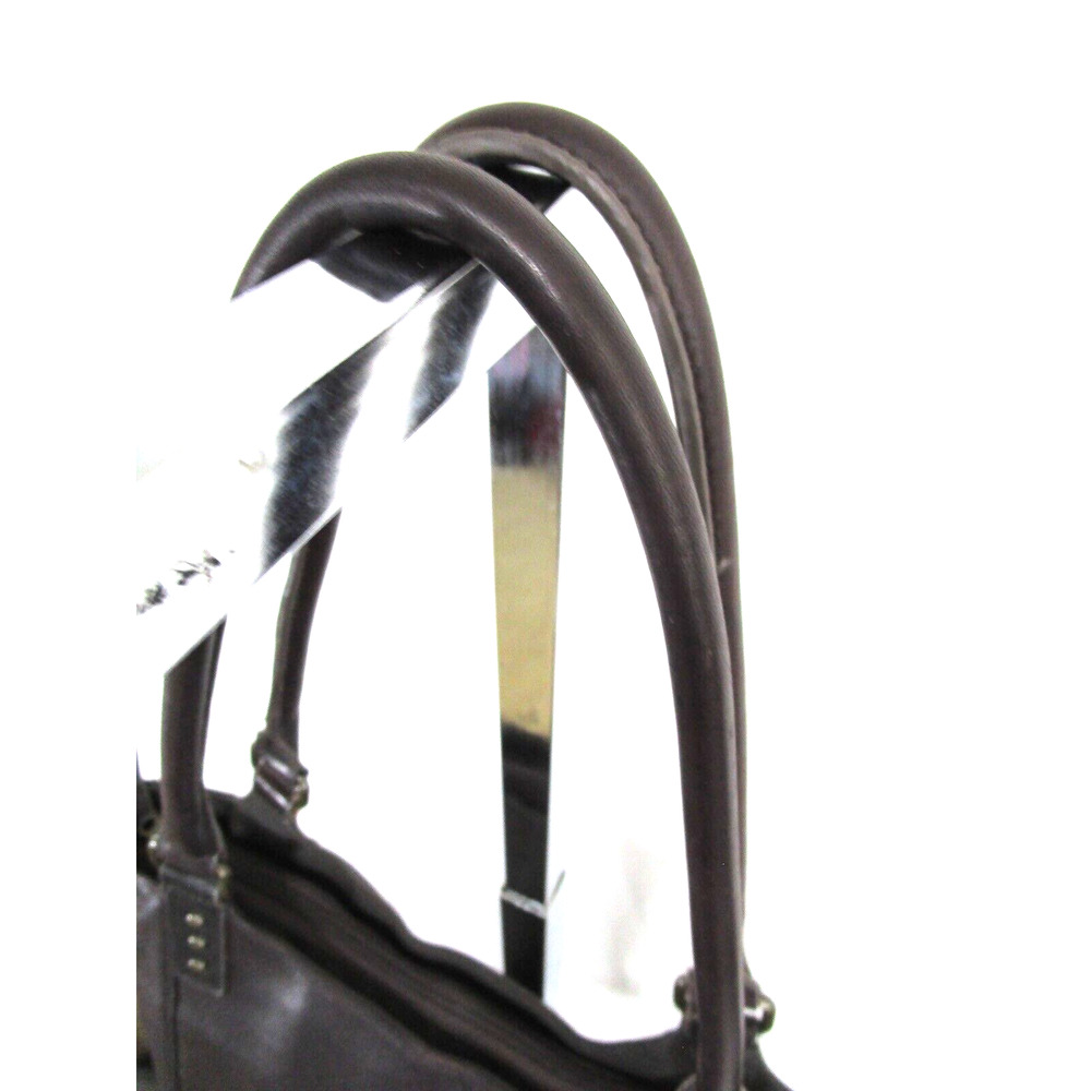 EUC! Solo Large Brown Leather & Nylon 15" Laptop Travel Shoulder Tote Handbag - Picture 9 of 12